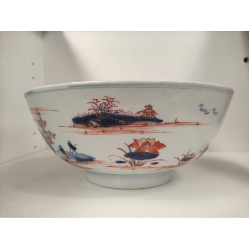 357 - Chinese export 18th century porcelain bowl, in Imari colours with floral panel to the well, all-over... 