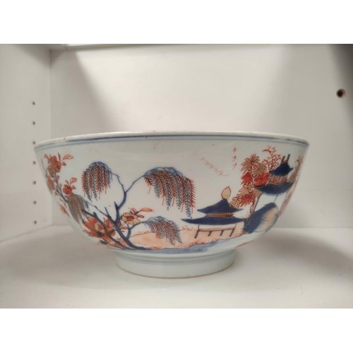 357 - Chinese export 18th century porcelain bowl, in Imari colours with floral panel to the well, all-over... 