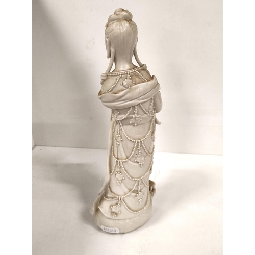 355 - Chinese blanc de chine figure modelled as the goddess Guanyin circa late 18th / early 19th century, ... 