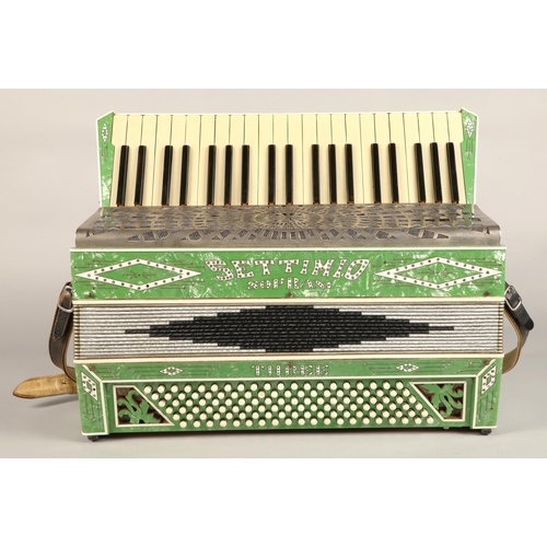 338 - Settimio Soprani accordion, circa 1930, with green lacquer