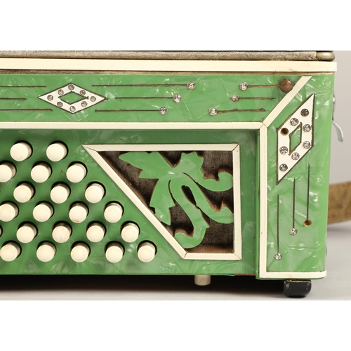 338 - Settimio Soprani accordion, circa 1930, with green lacquer