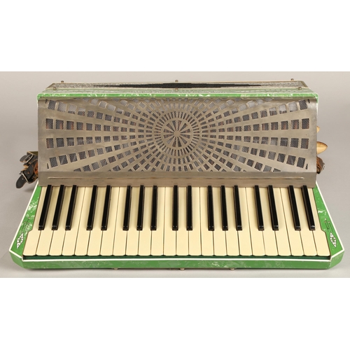 338 - Settimio Soprani accordion, circa 1930, with green lacquer