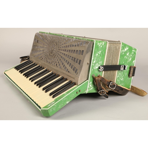 338 - Settimio Soprani accordion, circa 1930, with green lacquer