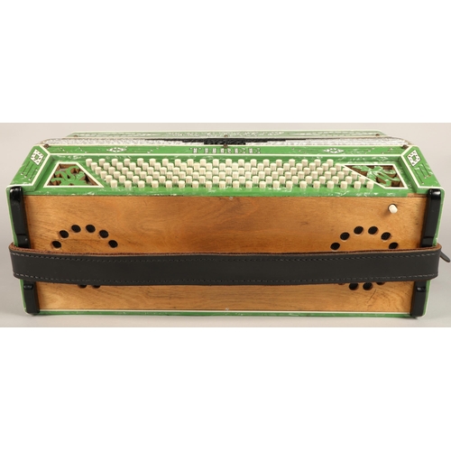 338 - Settimio Soprani accordion, circa 1930, with green lacquer