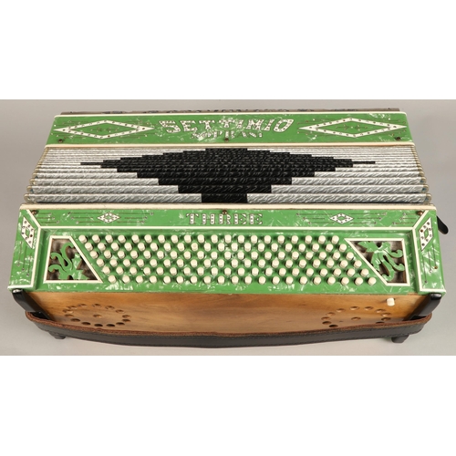 338 - Settimio Soprani accordion, circa 1930, with green lacquer