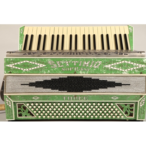 338 - Settimio Soprani accordion, circa 1930, with green lacquer