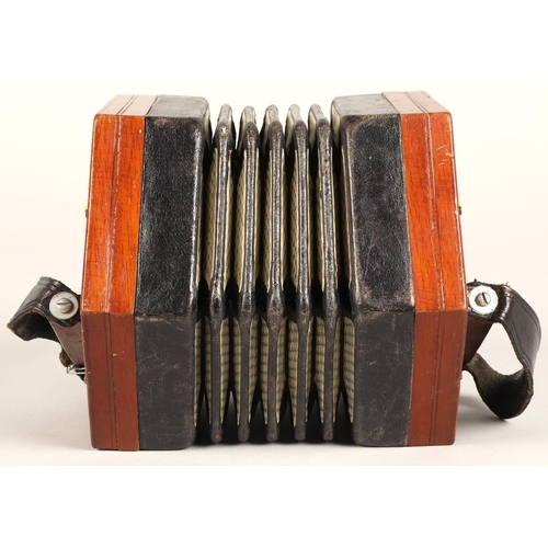 324 - Lachenal & Co Concertina, 30 bone button, five bellow, Steel reed stamped by handle