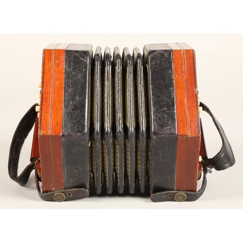 324 - Lachenal & Co Concertina, 30 bone button, five bellow, Steel reed stamped by handle