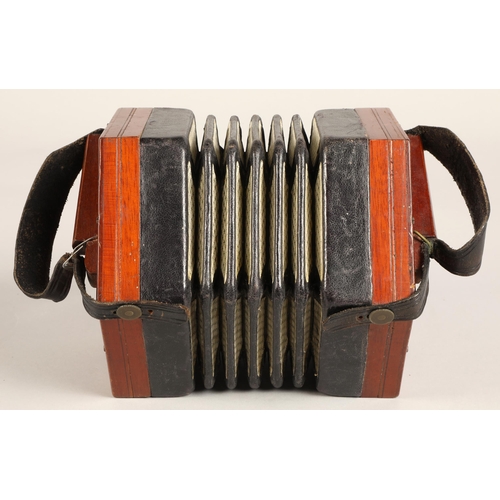 324 - Lachenal & Co Concertina, 30 bone button, five bellow, Steel reed stamped by handle