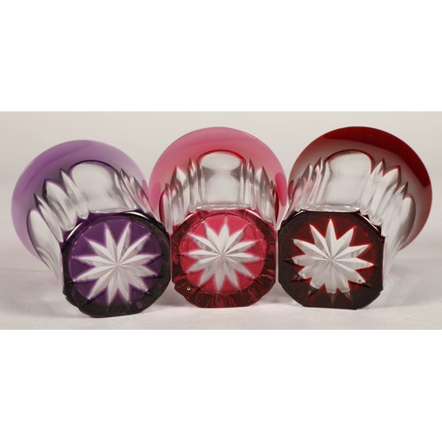 237 - Set of six harlequin bohemian glass tumblers, 9.5cm high.