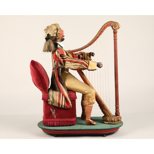 274 - An antique musical automaton in the form of a seated monkey harp player, being a variation on number... 