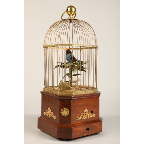 268 - A good antique coin operated mechanical singing bird in a cage, made by Bontems of Paris, circa 1910... 