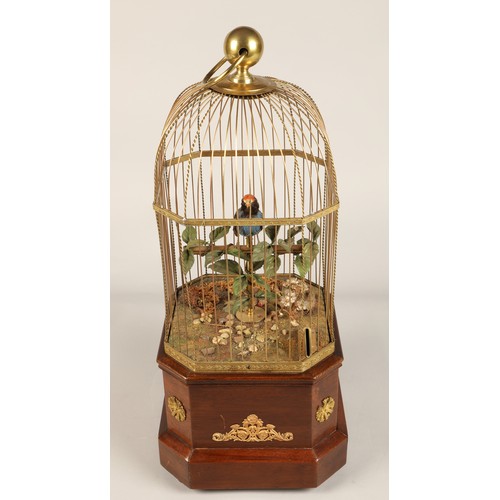 268 - A good antique coin operated mechanical singing bird in a cage, made by Bontems of Paris, circa 1910... 