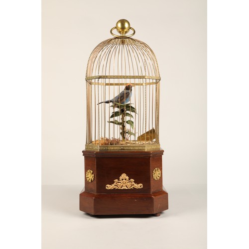 268 - A good antique coin operated mechanical singing bird in a cage, made by Bontems of Paris, circa 1910... 