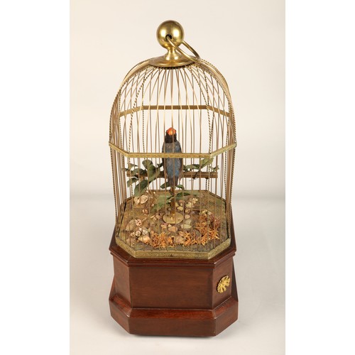 268 - A good antique coin operated mechanical singing bird in a cage, made by Bontems of Paris, circa 1910... 