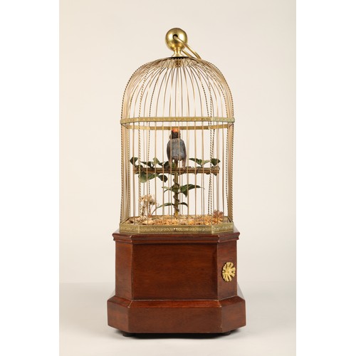 268 - A good antique coin operated mechanical singing bird in a cage, made by Bontems of Paris, circa 1910... 