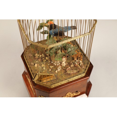 268 - A good antique coin operated mechanical singing bird in a cage, made by Bontems of Paris, circa 1910... 