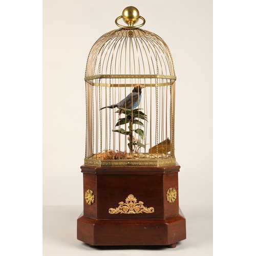 268 - A good antique coin operated mechanical singing bird in a cage, made by Bontems of Paris, circa 1910... 