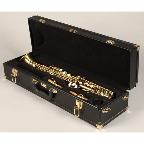 336 - Wood King tip bell Soprano Saxophone, stamped 001136 on the back and further engraved 'Wood King cus... 