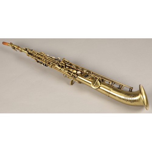 336 - Wood King tip bell Soprano Saxophone, stamped 001136 on the back and further engraved 'Wood King cus... 