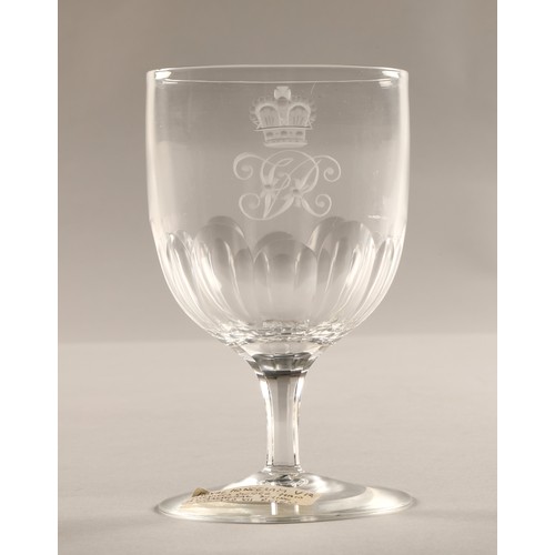 233 - Victorian Rummer glass, with monogram VR, 15 cm high in presentation box.