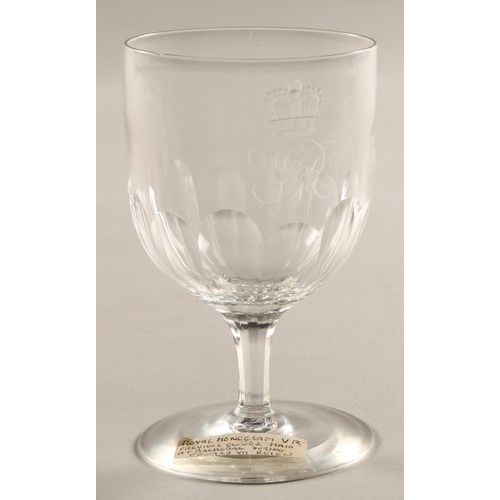 233 - Victorian Rummer glass, with monogram VR, 15 cm high in presentation box.