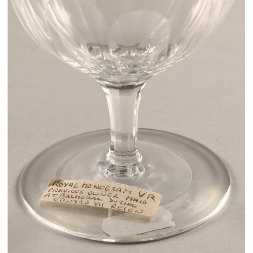 233 - Victorian Rummer glass, with monogram VR, 15 cm high in presentation box.