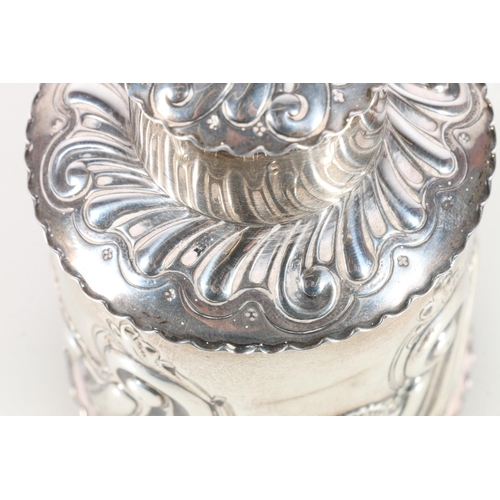 559 - Victorian silver tea caddy, embossed with scrolling rococo pattern, Deakin and Francis, Birmingham 1... 