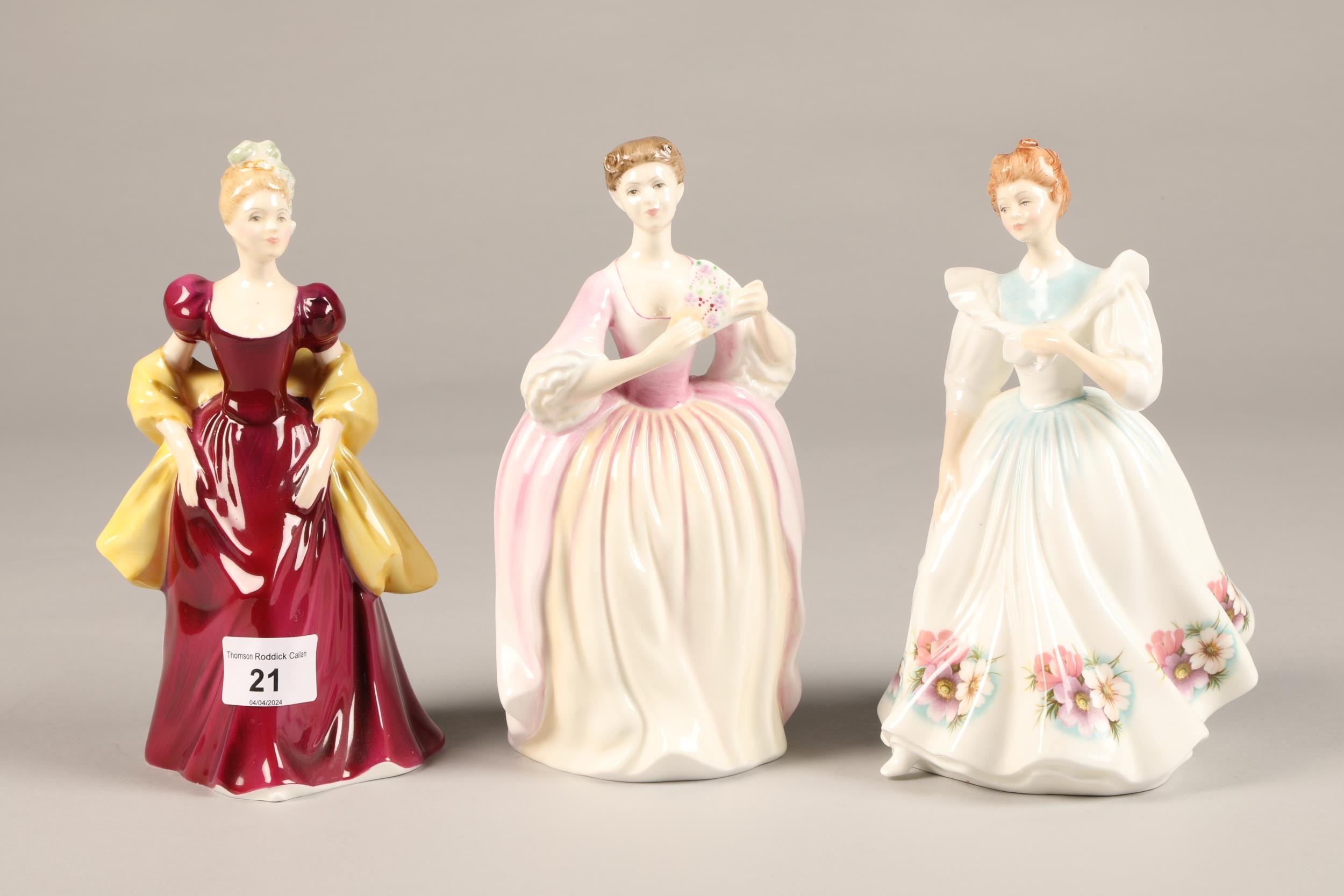 Three Royal Doulton figures to include 'Loretta' HN2337, 'Eleanor' HN3906 &  'Figure Of The Month