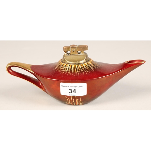 34 - Carlton Ware Rouge Royale dish & table lighter