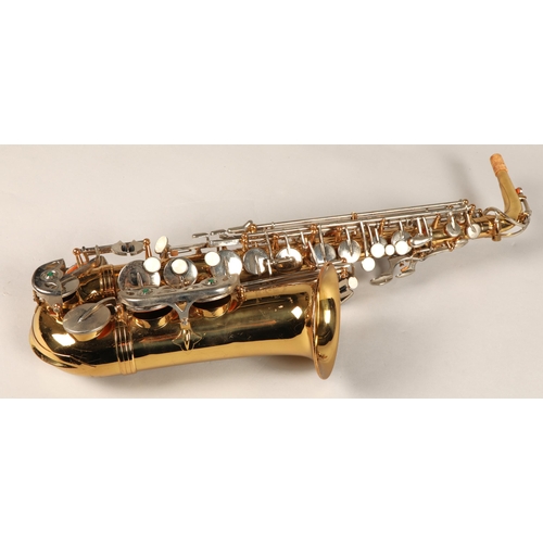 281 - Earlham Alto Saxophone, stamped 9496, further etched on side of bell 'Earlham'supervised by French T... 