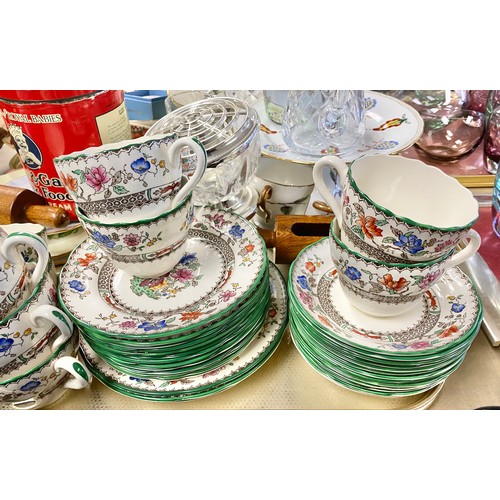 293 - Quantity of Spode ' Chinese Rose' tea cups and saucers, various hand painteed tea ware, Cow & Ga... 