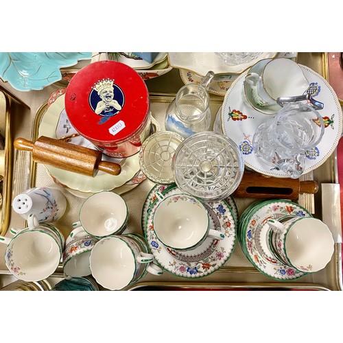 293 - Quantity of Spode ' Chinese Rose' tea cups and saucers, various hand painteed tea ware, Cow & Ga... 