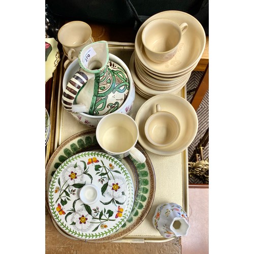 270 - Portmeirion oven table dish and bowl, Wedgwood Shakespeare mug, Portuguese jug, Aynsley Cottage Gard... 