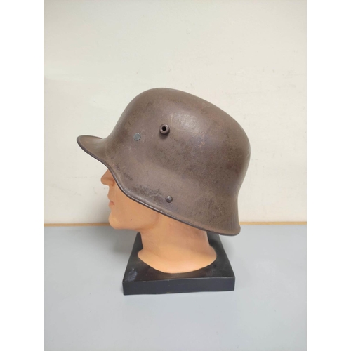 373 -  WW1 Imperial German M16 Stahlhelm Helmet with leather liner and original paint. Interior of he... 