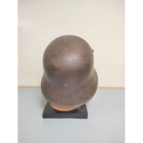 373 -  WW1 Imperial German M16 Stahlhelm Helmet with leather liner and original paint. Interior of he... 