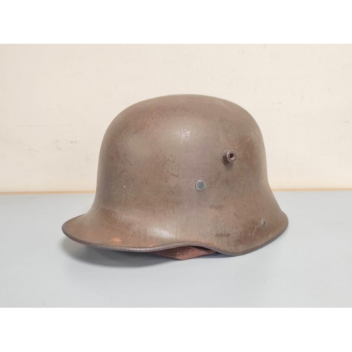 373 -  WW1 Imperial German M16 Stahlhelm Helmet with leather liner and original paint. Interior of he... 