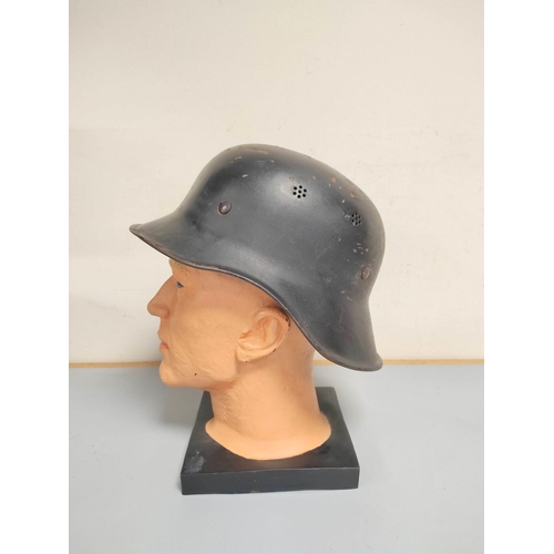 376 - WW2 Third Reich German Civilian Police / Fire Police Steel Helmet, black painted civilian pattern st... 