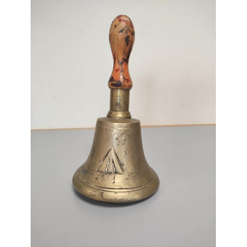 380 - A British military gas warning hand bell with broad arrow.