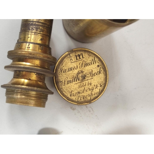 461 - A monocular microscope by James How, London, c1850, signed on the foot ''James How, 2 Foster Lane Lo... 