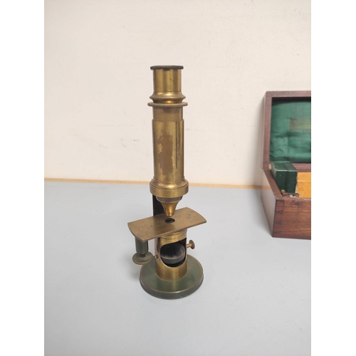 464 - A mid Victorian Hartnack & Co monocular drum microscope the interior of drawtube inscribed ''E H... 