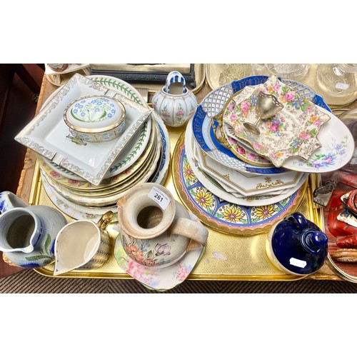 261 - Large quantity of decorative plates to include Spode, Limoges ashtray, jugs, etc