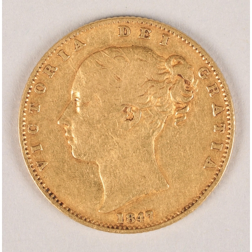 133 - Victorian gold sovereign 1847 (young head).