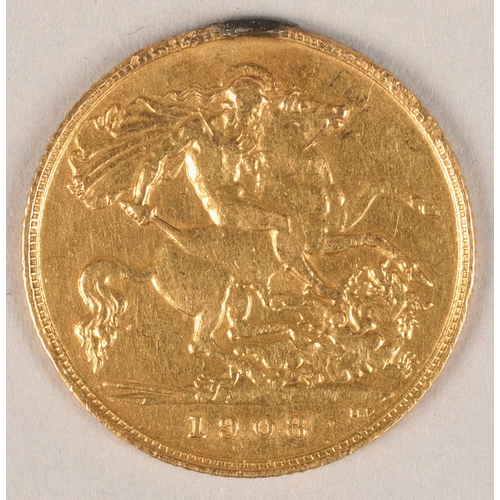 153 - Edward VII gold half sovereign 1908.