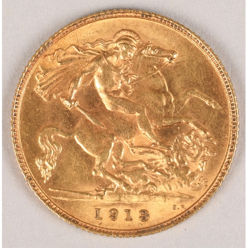 154 - George V gold half sovereign 1913.