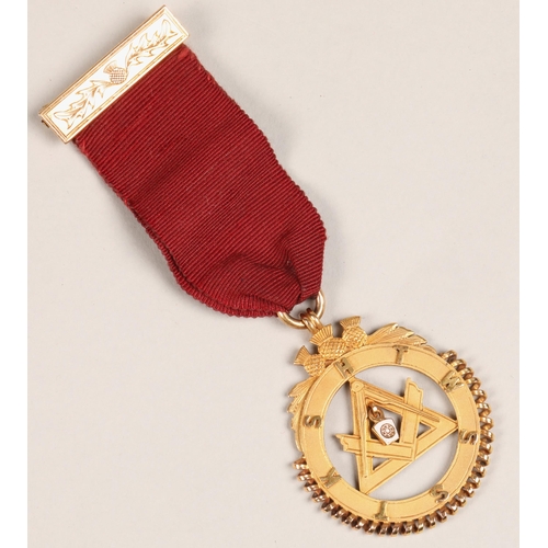 165 - 9ct gold masonic medal, presented to M,E,C, David Carnagie by the companions of Ayr Royal Arch Chapt... 