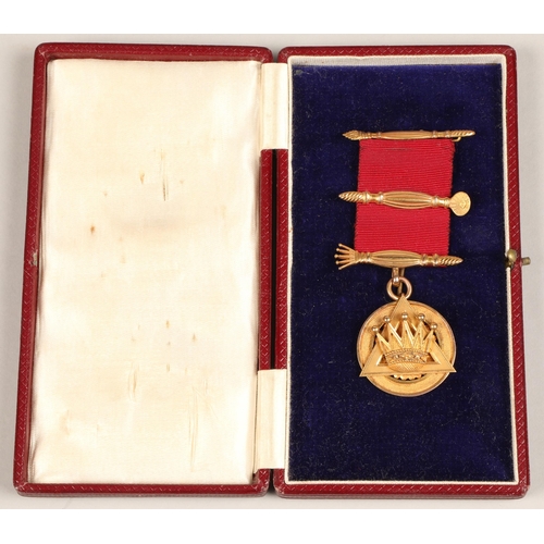 161 - 9ct gold masonic medal, presented to M,E,Comp David Carnagie by the companions of Ayr St Paul no 18 ... 