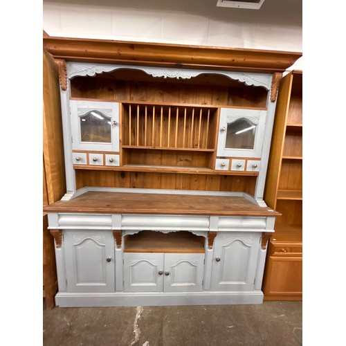 606 - Large Kitchen dresser, with incorperated plate stand 183 x 51 x 212cm