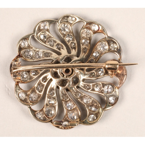 88 - Ladies circular diamond cluster brooch. 3cm across