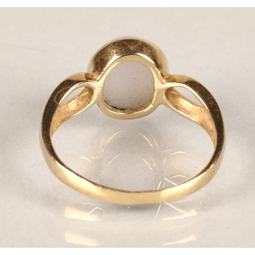 94 - Ladies 14k yellow gold quartz dress ring, ring size N.